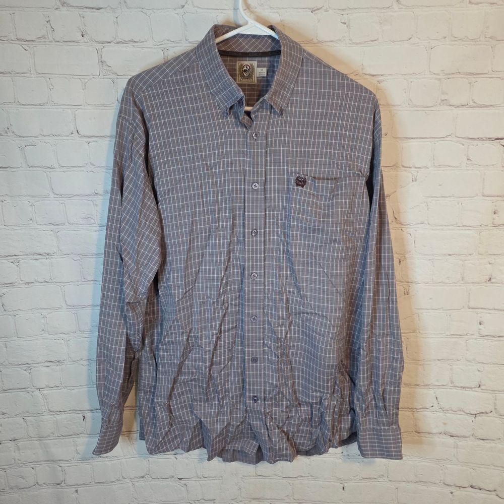 Cinch Men's Gray Checkered Longsleeve Button Down Shirt, Size Medium